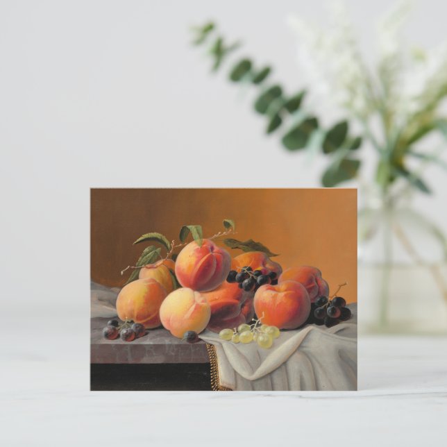 Carte Postale Severin Roesen - Pêches, raisins, pommes (Debout devant)