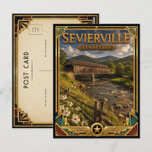 Carte Postale Sevierville Tennessee Art Déco vintage de l'âge d'