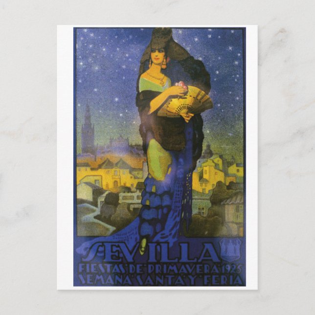 Carte Postale Séville Espagne Danseuse flamenco 1925 (Devant)