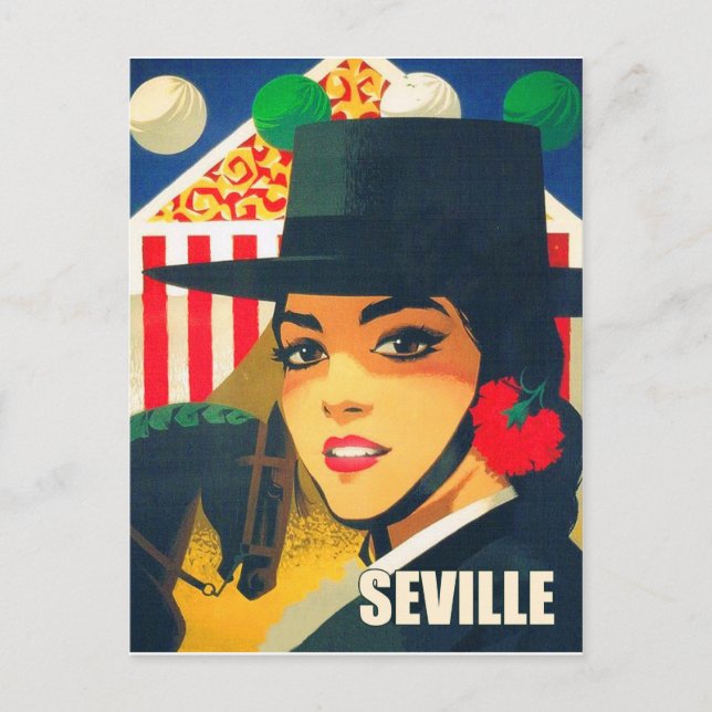 Carte Postale Séville, Espagne, Espagnol fille avec casquette no (Devant)