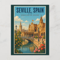 Séville Espagne Illustration Voyage Art Vintage