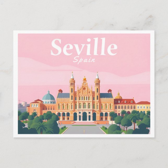 Carte Postale Séville Espagne Plaza de Espana Pastel Travel (Devant)
