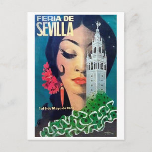 Carte Postale Séville, tour de la ville, femme aux cheveux noirs