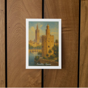 Carte Postale Séville vintage Espagne Voyage Giralda & Torre Oro