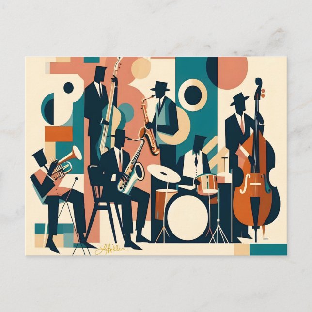 Carte Postale Sextet âge du jazz du milieu du siècle (Devant)