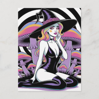 Carte Postale Sexy Witch and Mushrooms