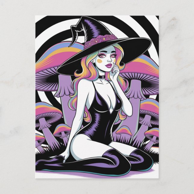 Carte Postale Sexy Witch and Mushrooms (Devant)