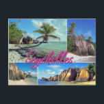 Carte Postale Seychelles<br><div class="desc">Collage avec vue paradisiaque Seychelles</div>