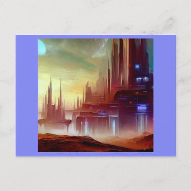 Carte Postale SF City sur une planète étrange 1 (Devant)