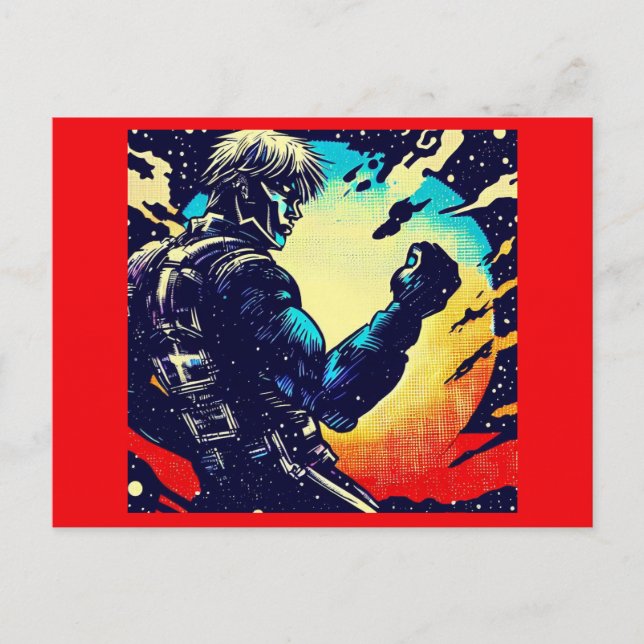 Carte Postale SF - Héros Anime Woodcut 2 (Devant)