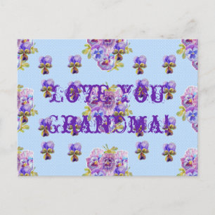 Carte postale Shabby Chic Floral Love You Grand-mè