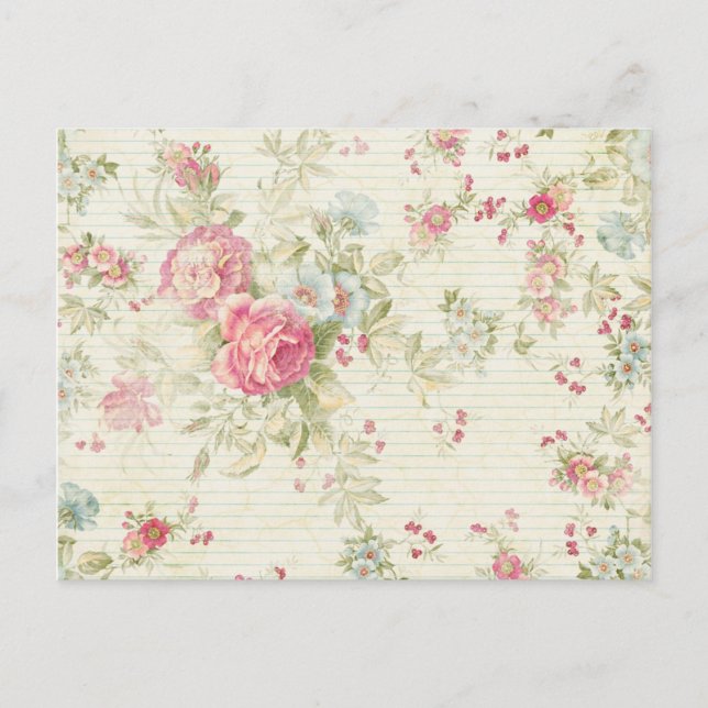 Carte Postale Shabby chic grunge rose motif floral (Devant)