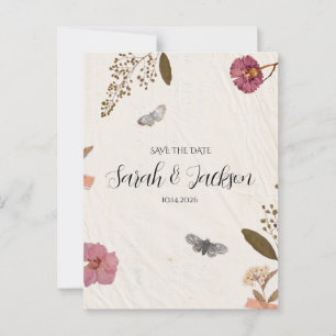 Carte Postale Shabby Chic Mariage Pressé Fleurs Enregistrer la d