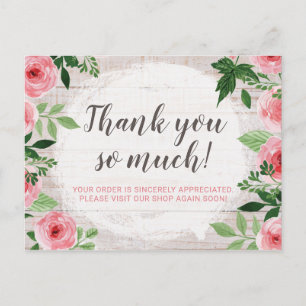 Carte Postale Shabby Chic Rose Roses sur le Merci rustique du pa