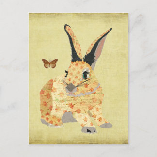 Carte Postale Shabby Floral Bunny Postcard