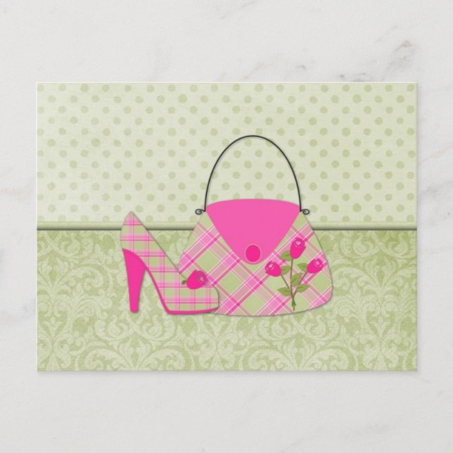 Carte Postale Shabby Roses Roses Roses Roses Purse et Chaussure  (Devant)