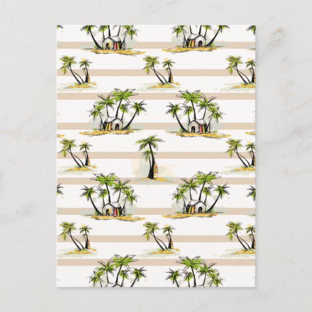 Carte Postale Shack Tropical Et Palmiers (Devant)