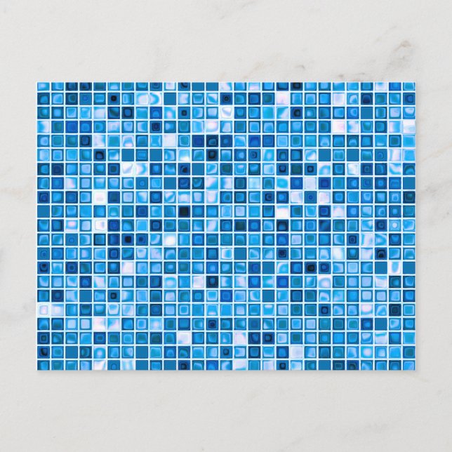 Carte Postale Shades of Blue 'Watery' Mosaic Tiles Pattern (Devant)