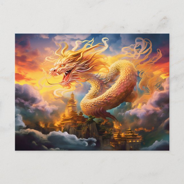 Carte Postale Shadow & Shine – Chinese Airbrush Dragon in Gold o (Devant)