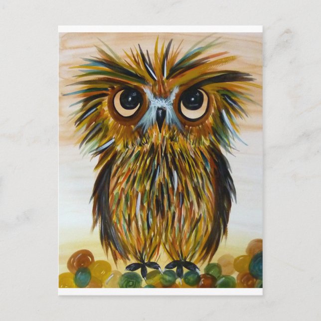 Carte Postale Shaggy owl big eyed wildlife (Devant)