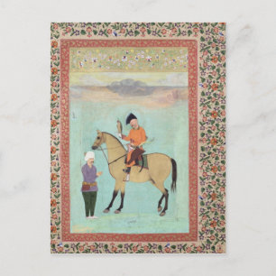 Carte Postale Shah Abbas sur un cheval tenant un faucon