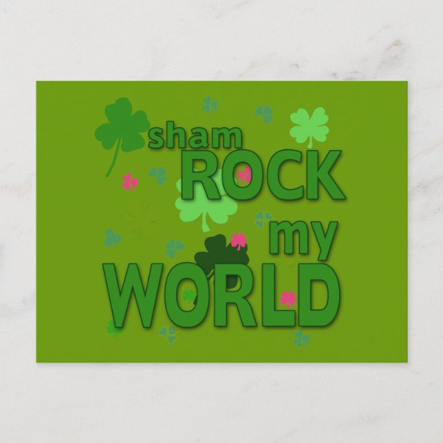 Carte Postale Sham Rock My World avec des Shamrocks (Devant)