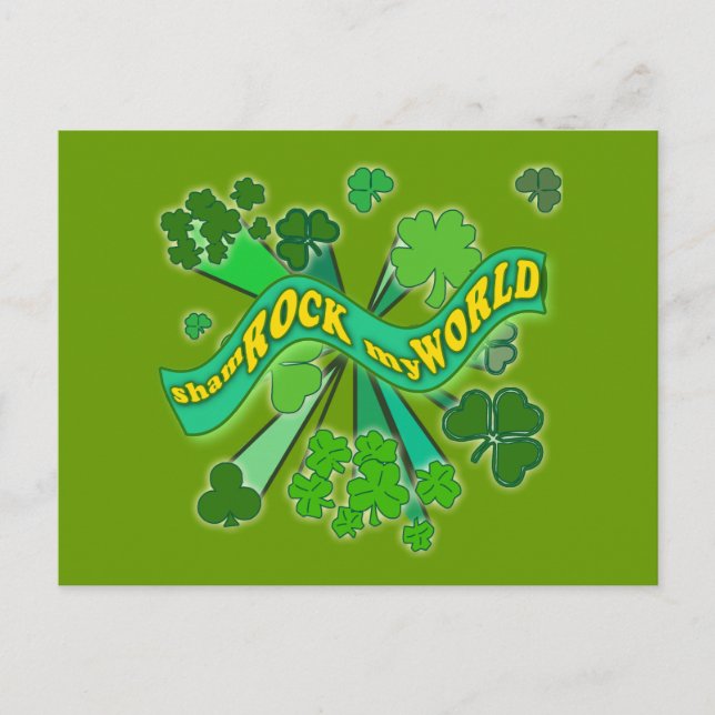 Carte Postale sham ROCK my WORLD Green St Pats Tshirt (Devant)