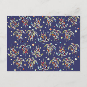 Carte Postale Shamanic Motif de tortues de mer + votre backgr. c