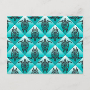 Carte Postale Shamanic Tortues de mer Motif - cyan