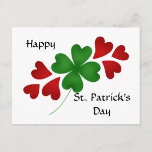 Carte Postale Shamrock avec des coeurs
