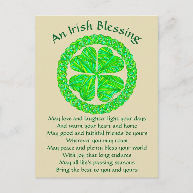 Carte Postale Shamrock celte de la bénédiction irlandaise (Devant)