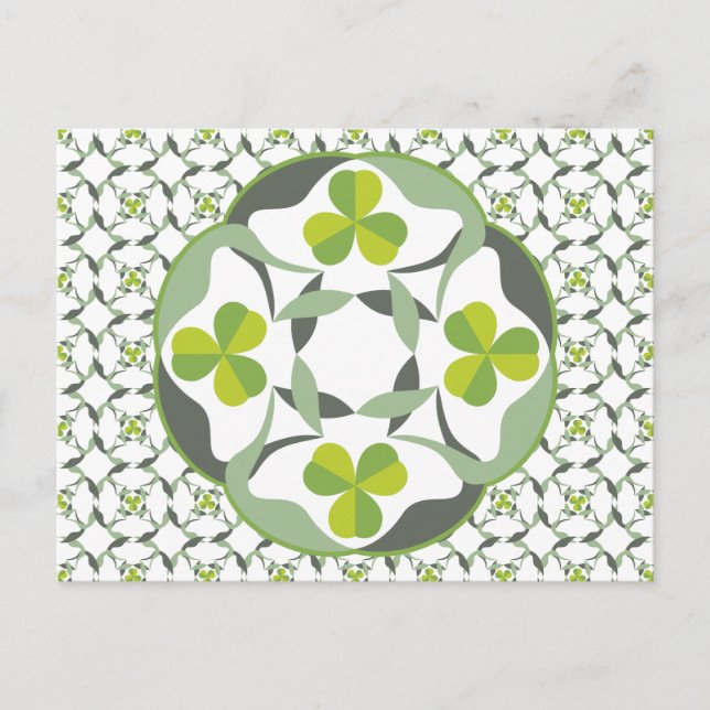 Carte Postale Shamrock Celtic Inspiré Motif Saint Patrick’s Day (Devant)