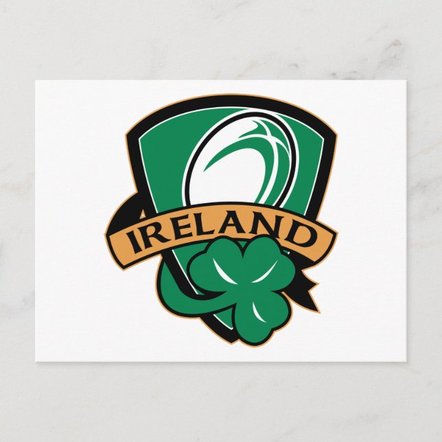 Carte Postale shamrock de boule de rugby (Devant)