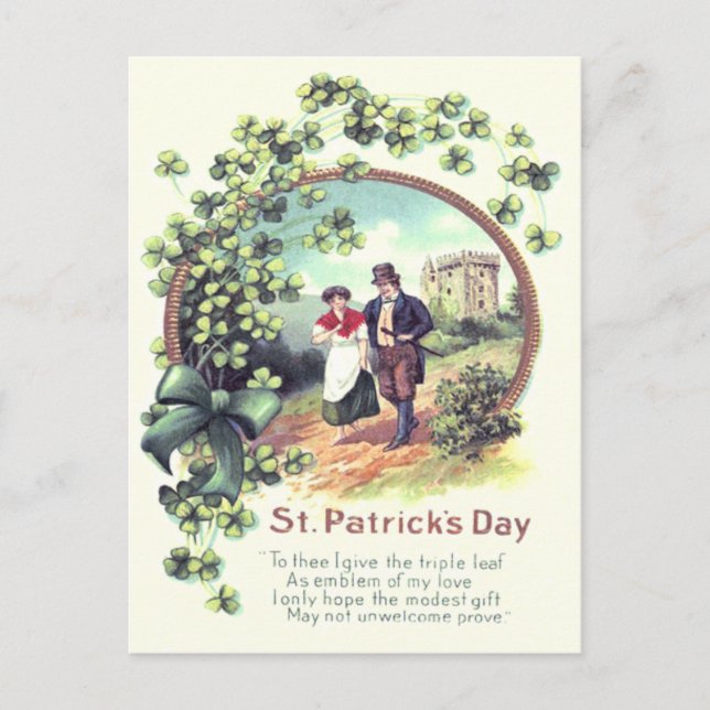 Carte Postale Shamrock de château Couple d'Irlande (Devant)