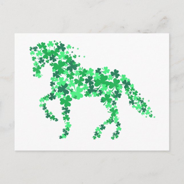 Carte Postale Shamrock de Clover vert Cheval Saint-Patricks (Devant)