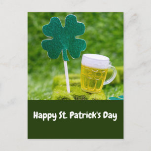 Carte Postale Shamrock de la Saint-Patrick Vestiges et bière