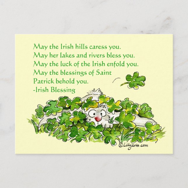 Carte postale Shamrock de lapin, dessin de bienfai (Devant)