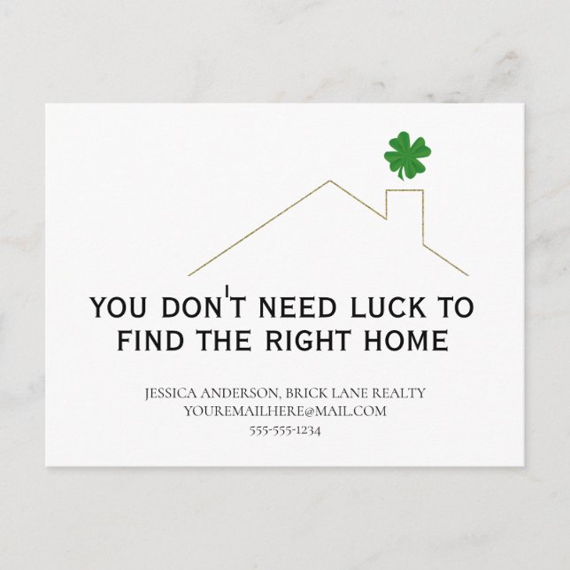 Carte Postale Shamrock de marketing immobilier de mars (Devant)