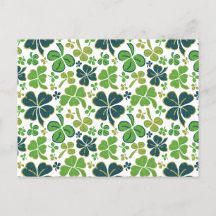 Carte Postale Shamrock de trèfle vert Motif St Patrick`s Day Po