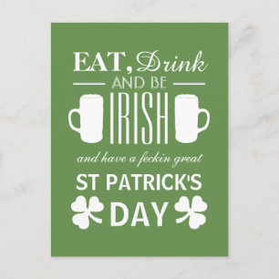 Carte Postale Shamrock et bière irlandaise St Patrick's Day