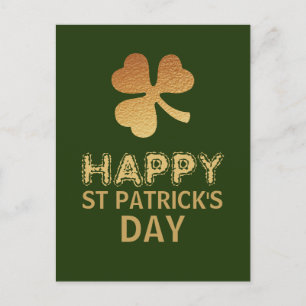 Carte Postale Shamrock Gold Foil, Saint Patrick's Day