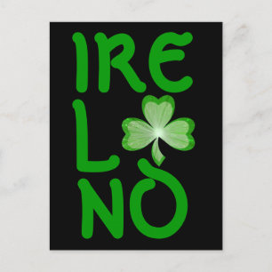 Carte postale shamrock "Irlande" verticale noir