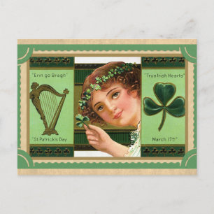 Carte Postale Shamrock Jour de la Saint Patrick vintage Erin Go 