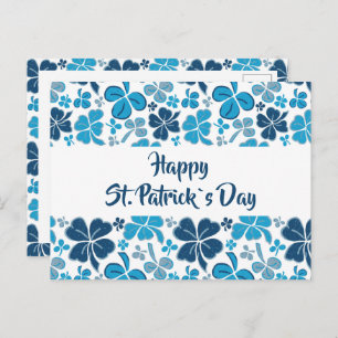 Carte Postale Shamrock Motif de trèfle bleu Saint Patrick`s Day