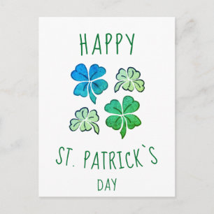 Carte Postale Shamrock vert Clover Joyeux Saint Patrick`s day