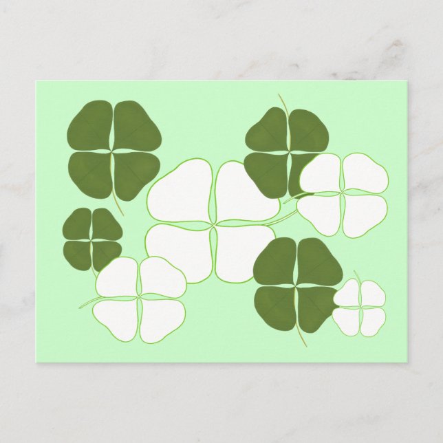 Carte postale Shamrock verte et blanche (Devant)