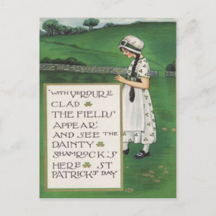Carte Postale Shamrock vintage Field St Patrick's Day Card