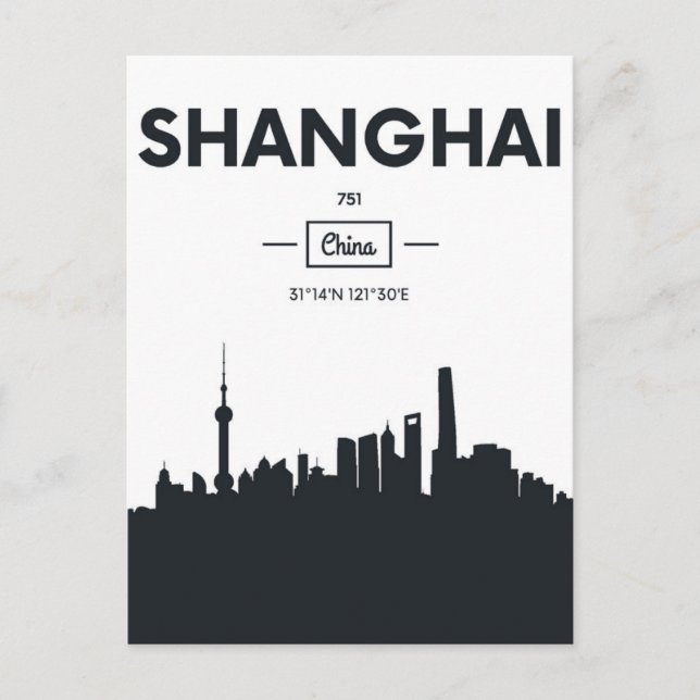 Carte Postale Shanghai, Chine | Coordonnées de la ville (Devant)