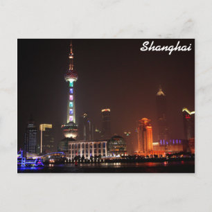 Carte Postale Shanghai, Chine skyline la nuit