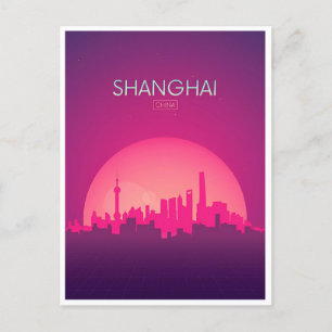 Carte Postale Shanghai, Chine Vintage China Travel City skyline